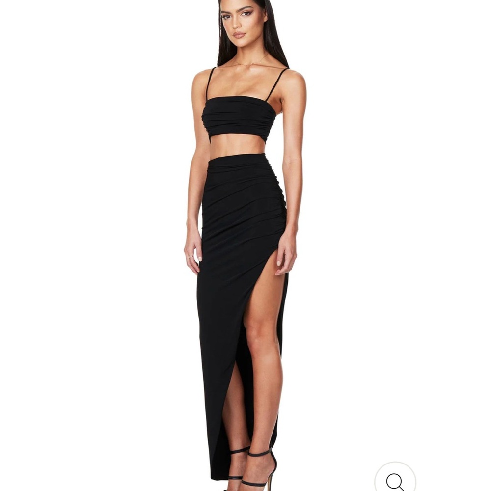 NWT Nookie Aria Skirt High Slit Maxi Asymmetrical Black Sm